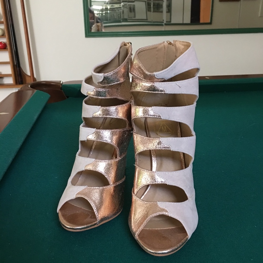 Rose gold and nude Misguided heels